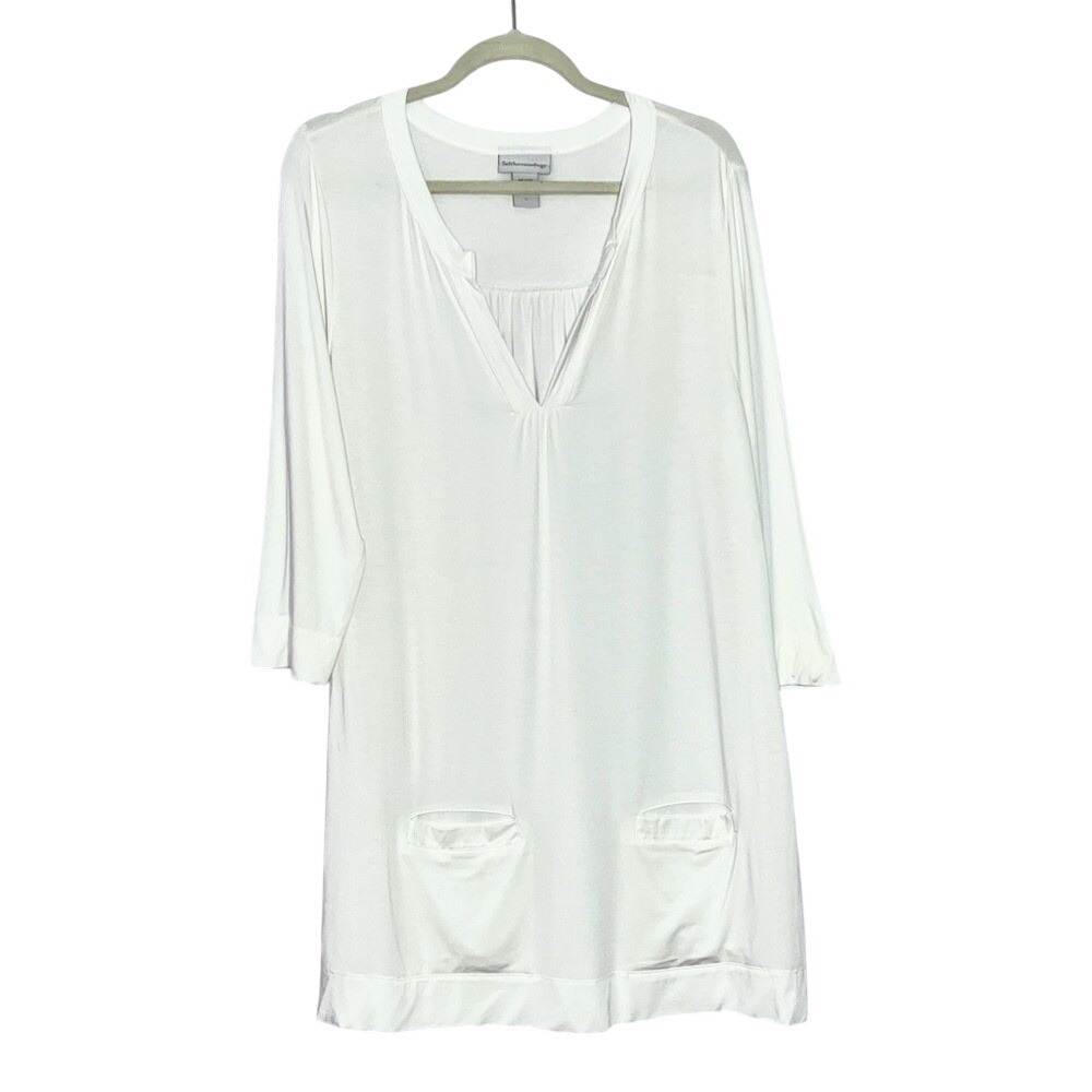 Soft Surroundings White Front Pockets‎ Hippie Tunic Top Shirt Large